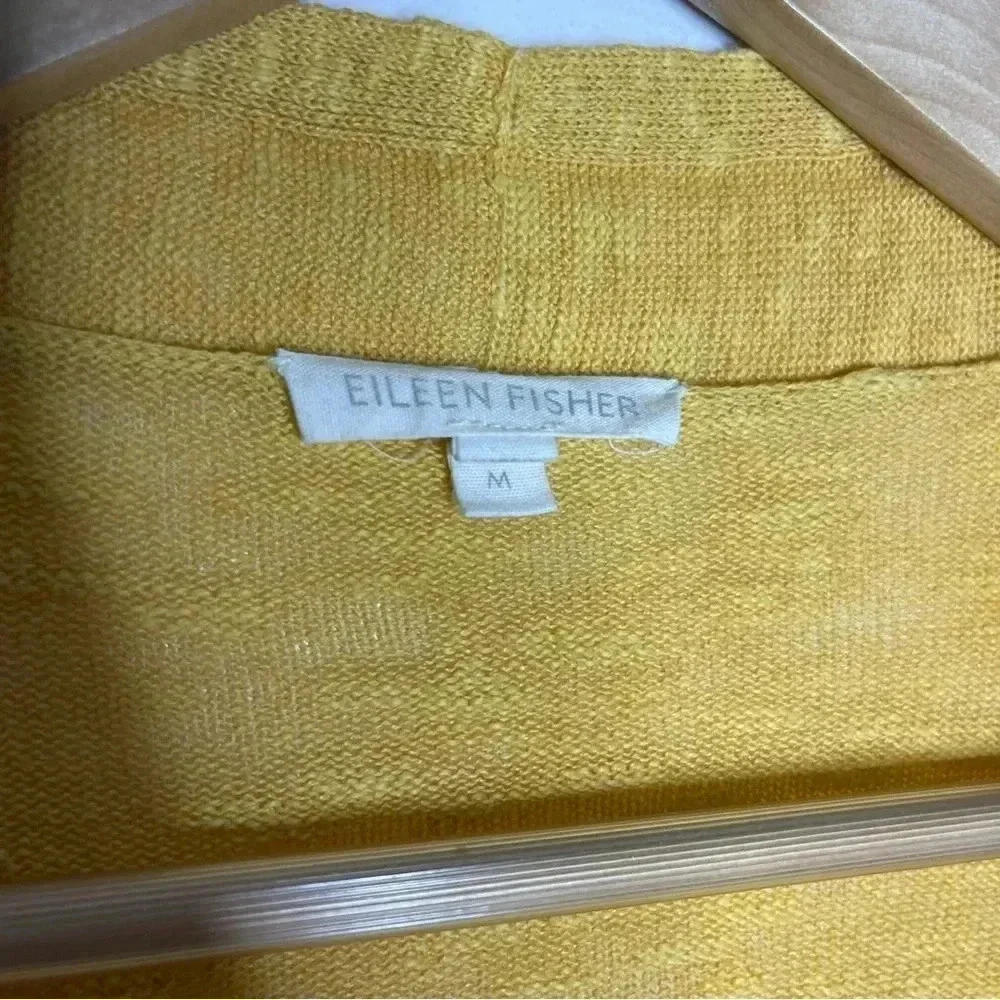 Eileen Fisher Yellow Cotton Linen Cardigan Sweater Size Medium